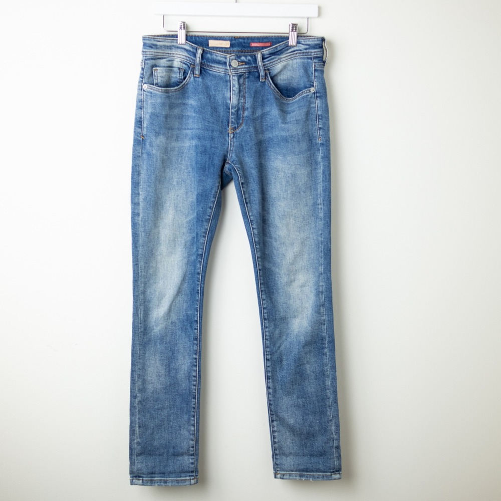 Pilcro Slim Boyfriend Jeans Anthropologie Womens 27 (32 Actual) Blue Stretch